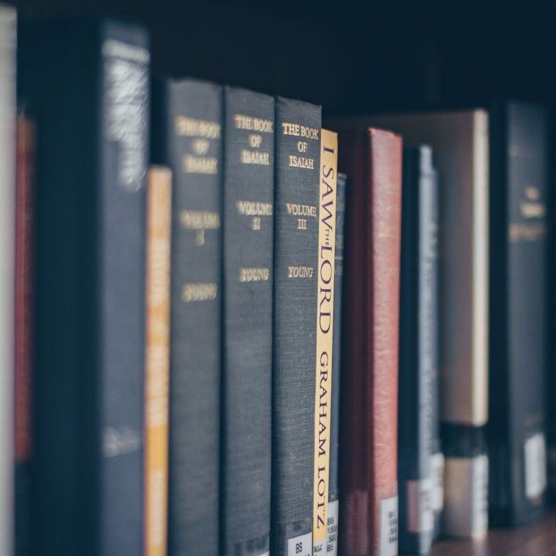 Medical textbooks on a shelf